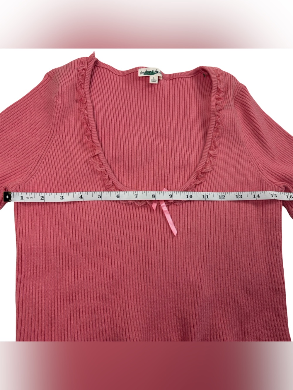 For Love And Lemons Calla Knit Top Pink Bow Size Large Coquette Victorias Secret - Picture 6 of 6